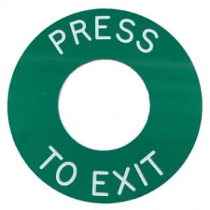 Hoyles DISC-PTE Press to Exit engraved Green disc for use with S1712WGB