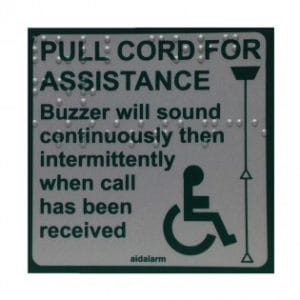 Aidalarm LAB35107 Aidalarm Pull Cord Instruction Label with Braille text