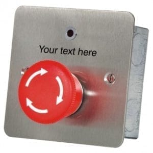 Hoyles S1711SLTC Mushroom headed latching button with LED & Custom Text