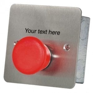Hoyles S1712STC Mushroom headed momentary action button with custom text