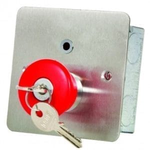 Hoyles S1713SL Mushroom headed latching button with LED Key release