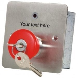 Hoyles S1713SLTC Mushroom headed latching button with LED Custom Text