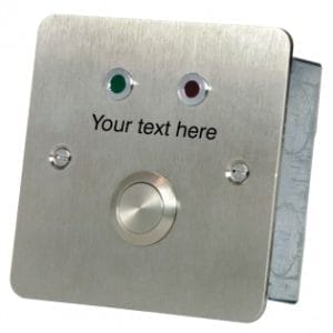 Hoyles S1715STC Two LEDs and Button with special text Stainless steel