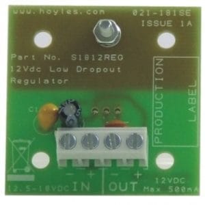 Hoyles S1812REG 12-18vdc LDO regulator module 12vdc 500mA output c/w pillars