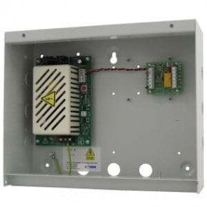 Hoyles S312N-B-PSU S312N relay module in a steel enclosure with a 2A 12vdc PSU