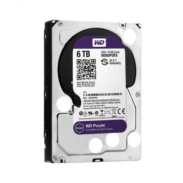 WD 6TB Purple SATA Surveillance Hard Drive WD60PURX