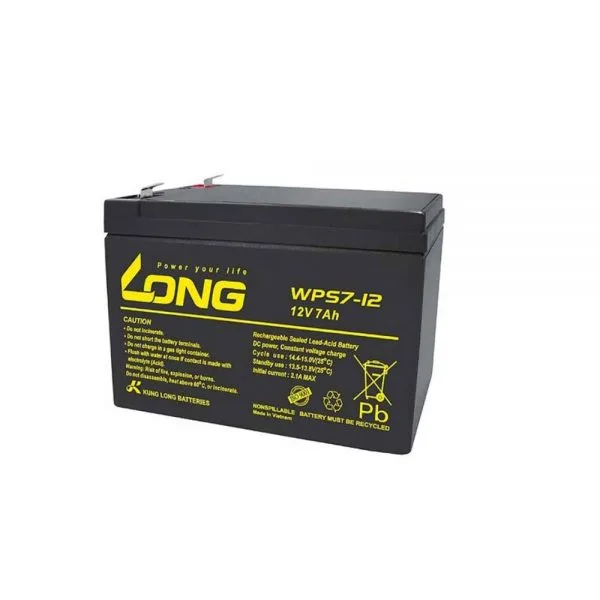 Long WPS7-12, 7Ah, 12V Rechargeable Sealed Lead Acid Battery