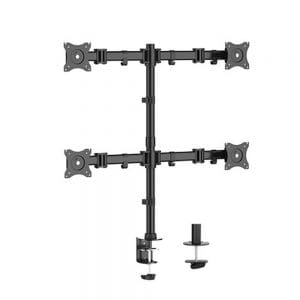 Skill Tech SHC048 Four Arm Desktop Mount Stand for 13 to 27-inch Monitor, Black/Silver
