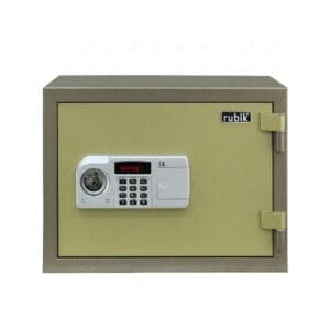 Rubik - Fireproof Safe Box Fireproof Dual Safety Keypad and Key Lock, Beige/Green