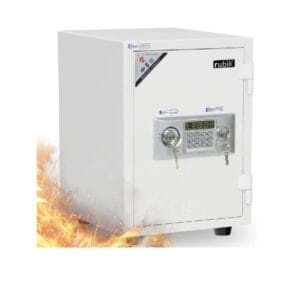 Rubik - Fireproof Safety Box with Digital and Key Locks for Home Office, White
