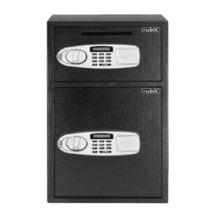 Rubik - Fire Resistance Safe Box with Dual Security Digital Keypad and Key Lock, Black