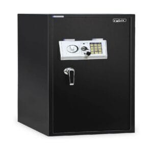 Rubik - Large Safe Box Large with Digital Keypad and Key Lock, Black - RB90EDA
