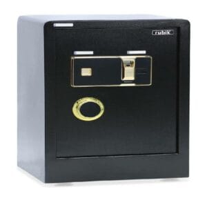 Rubik - Large Safe Box with Fingerprint, Digital Keypad and Key Lock, Black