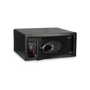 Rubik - Programmable Wide Safety Vault Motorized Safe Box Lock with Key & Pin Code, Black - RB-MY200