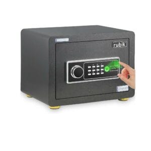 Rubik - Safe Box with Biomatric Fingerprint, Digital Keypad and Key, Black - RBD125
