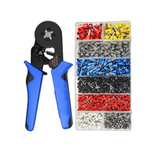 B E - Ferrule Crimping Tool Kit Professional Plier with 1200pcs Wire Ferrules for Precise Terminations, AWG 28-7 (0.08-10mm²) - TPOx1106